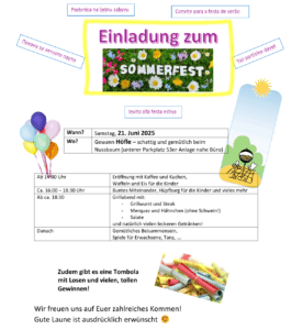 Aushang Einladung zum Sommerfest 2025 im Höfle
